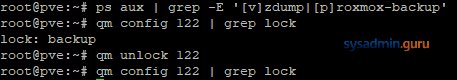 Proxmox VE: ошибка VM is locked (backup) после остановки резервного копирования